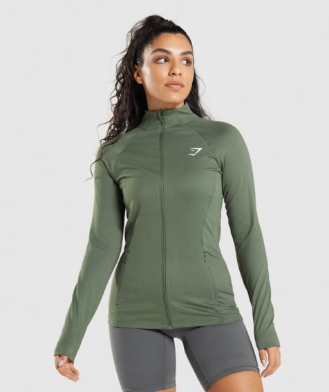 Women's Gymshark Training Jackets Olive | CA D61783